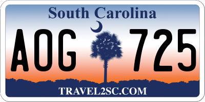 SC license plate AOG725