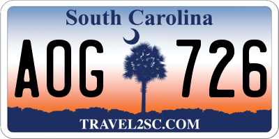 SC license plate AOG726
