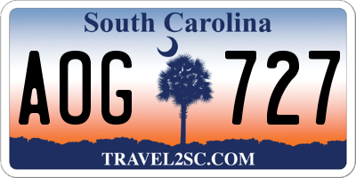 SC license plate AOG727
