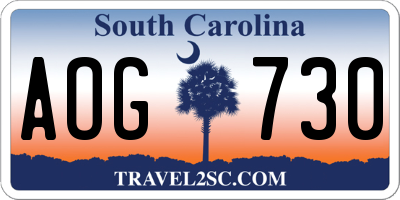 SC license plate AOG730