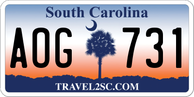 SC license plate AOG731