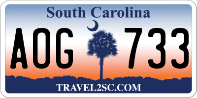 SC license plate AOG733
