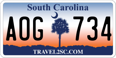 SC license plate AOG734
