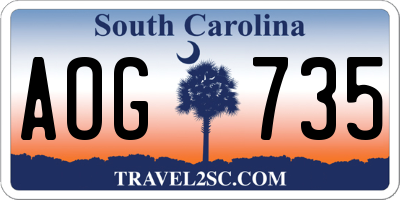 SC license plate AOG735