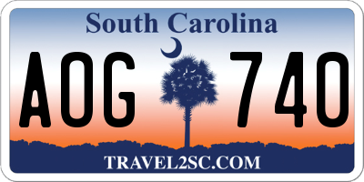 SC license plate AOG740