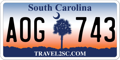 SC license plate AOG743