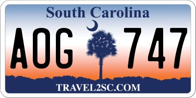 SC license plate AOG747
