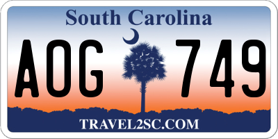 SC license plate AOG749