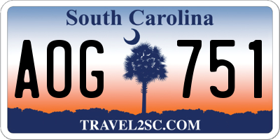 SC license plate AOG751