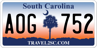 SC license plate AOG752