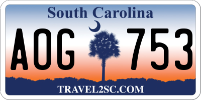SC license plate AOG753