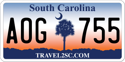 SC license plate AOG755