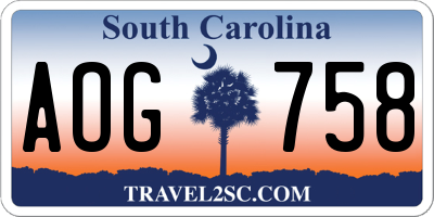 SC license plate AOG758