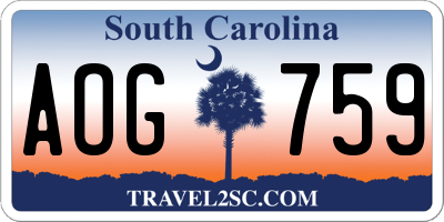 SC license plate AOG759