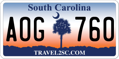 SC license plate AOG760