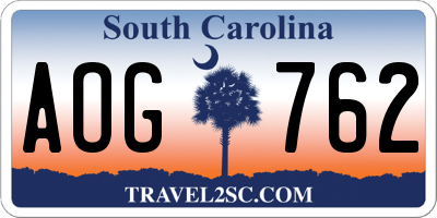 SC license plate AOG762