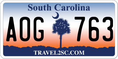 SC license plate AOG763