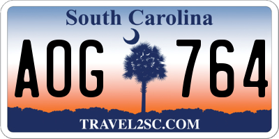 SC license plate AOG764