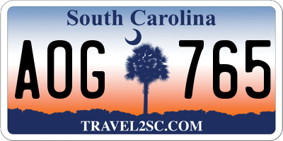 SC license plate AOG765
