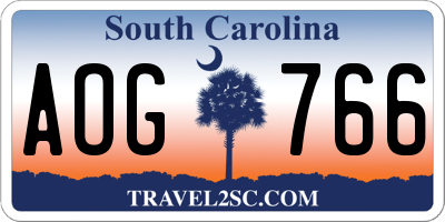 SC license plate AOG766