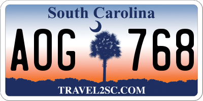 SC license plate AOG768