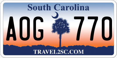 SC license plate AOG770