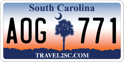 SC license plate AOG771