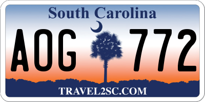 SC license plate AOG772