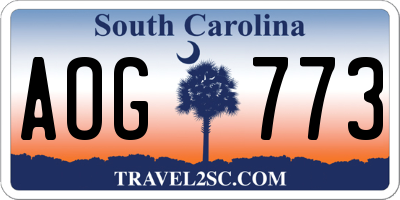 SC license plate AOG773
