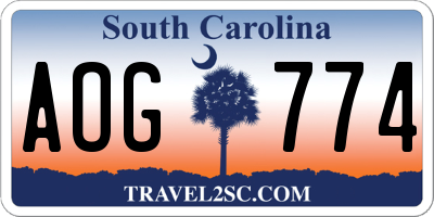 SC license plate AOG774