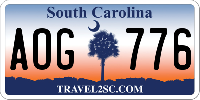 SC license plate AOG776