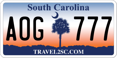 SC license plate AOG777