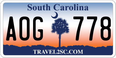 SC license plate AOG778