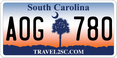 SC license plate AOG780