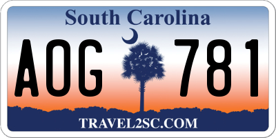 SC license plate AOG781