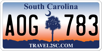 SC license plate AOG783