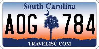SC license plate AOG784
