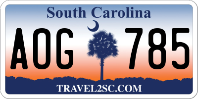 SC license plate AOG785