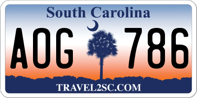 SC license plate AOG786