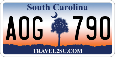 SC license plate AOG790