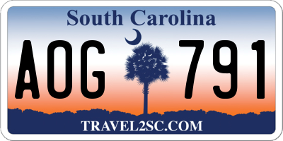 SC license plate AOG791