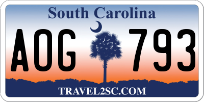 SC license plate AOG793