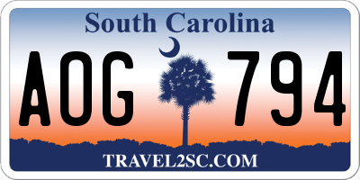SC license plate AOG794