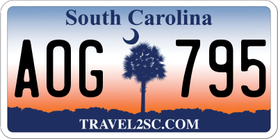 SC license plate AOG795