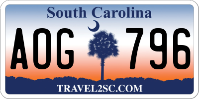 SC license plate AOG796