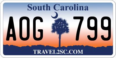 SC license plate AOG799