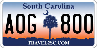 SC license plate AOG800