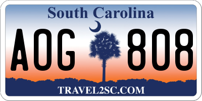 SC license plate AOG808