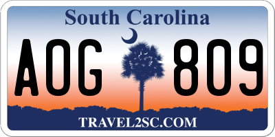 SC license plate AOG809