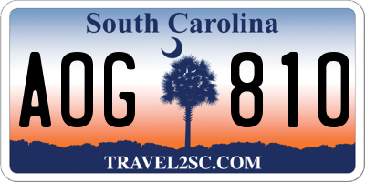 SC license plate AOG810
